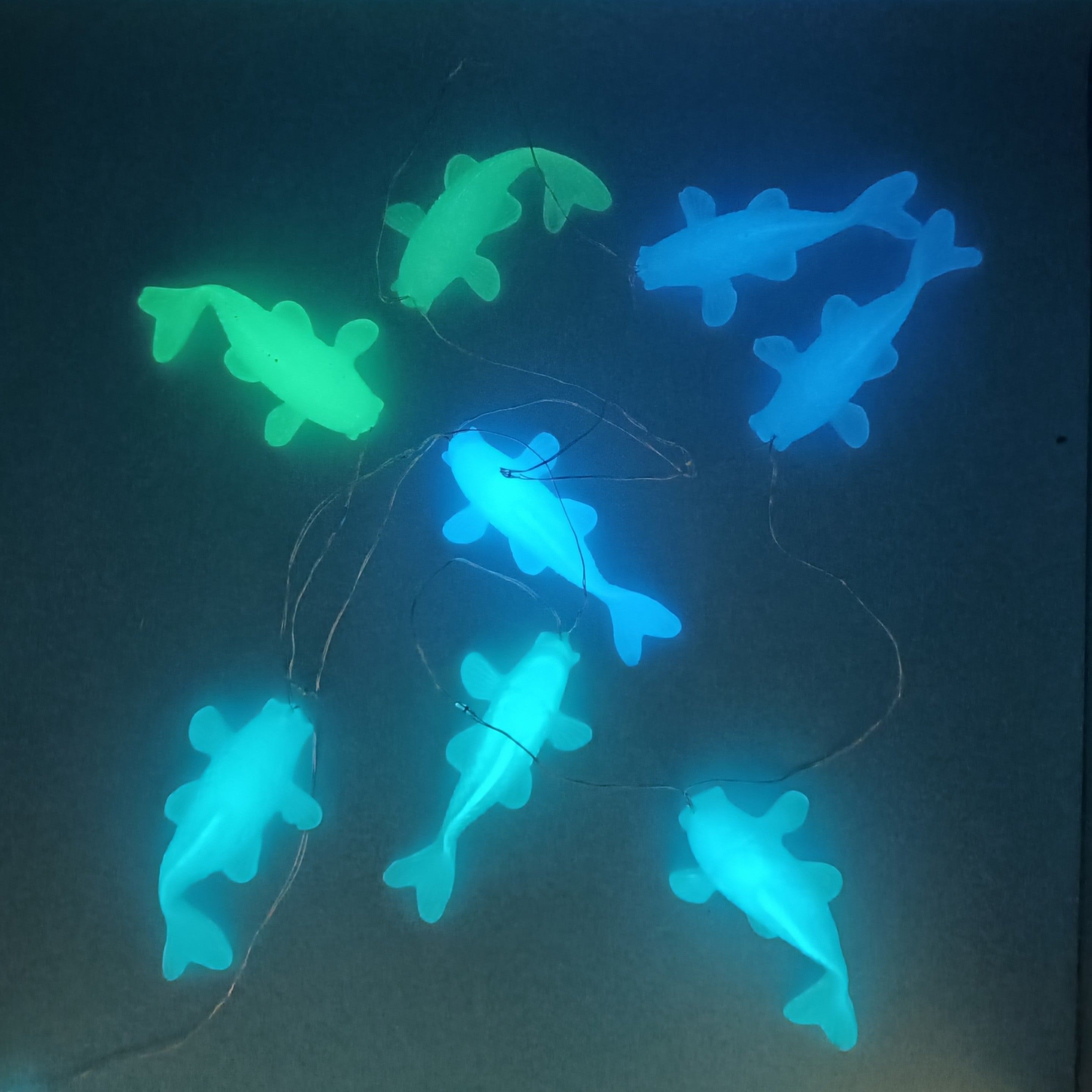White, Glow In The Dark Koi fish LED String Light