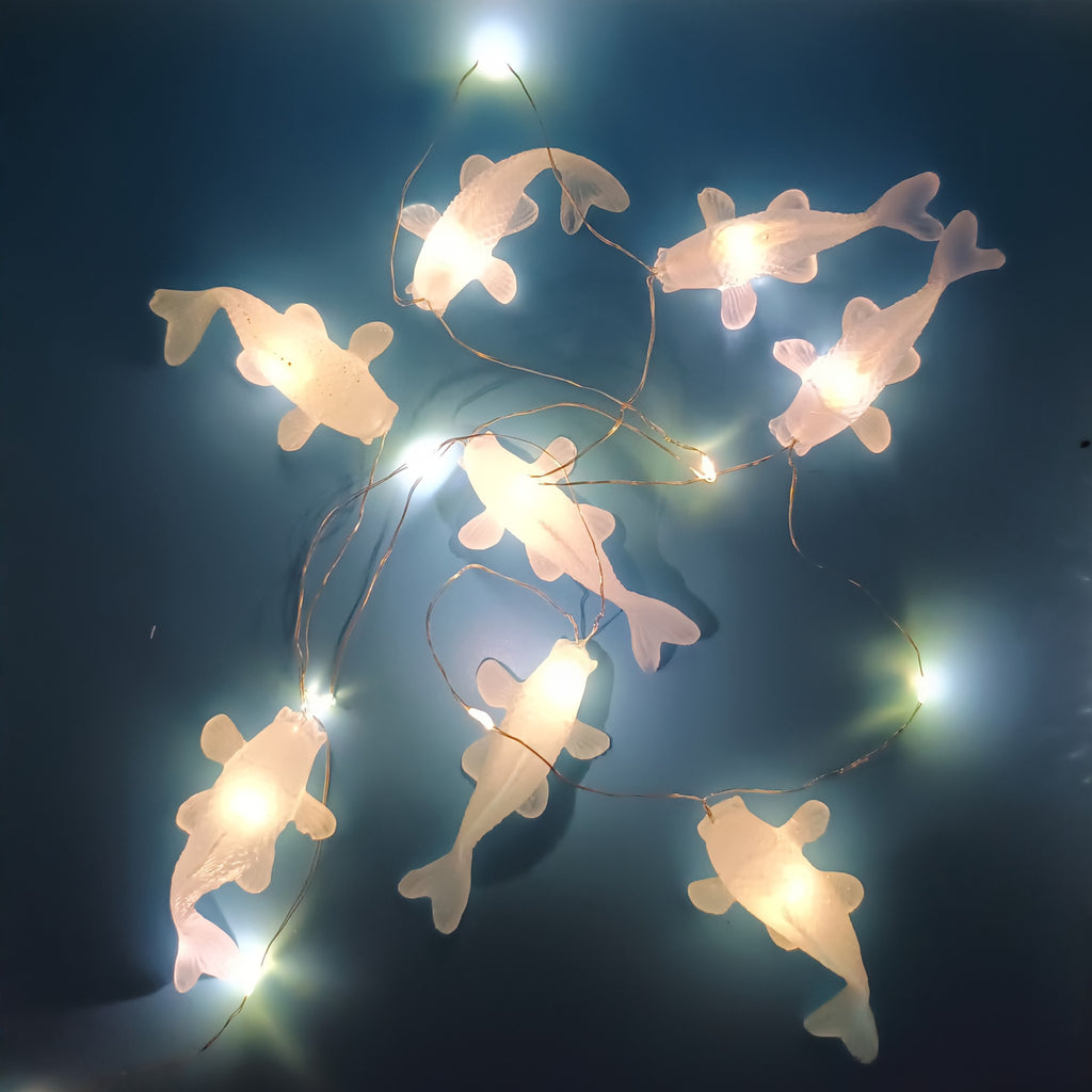 White, Glow In The Dark Koi fish LED String Light