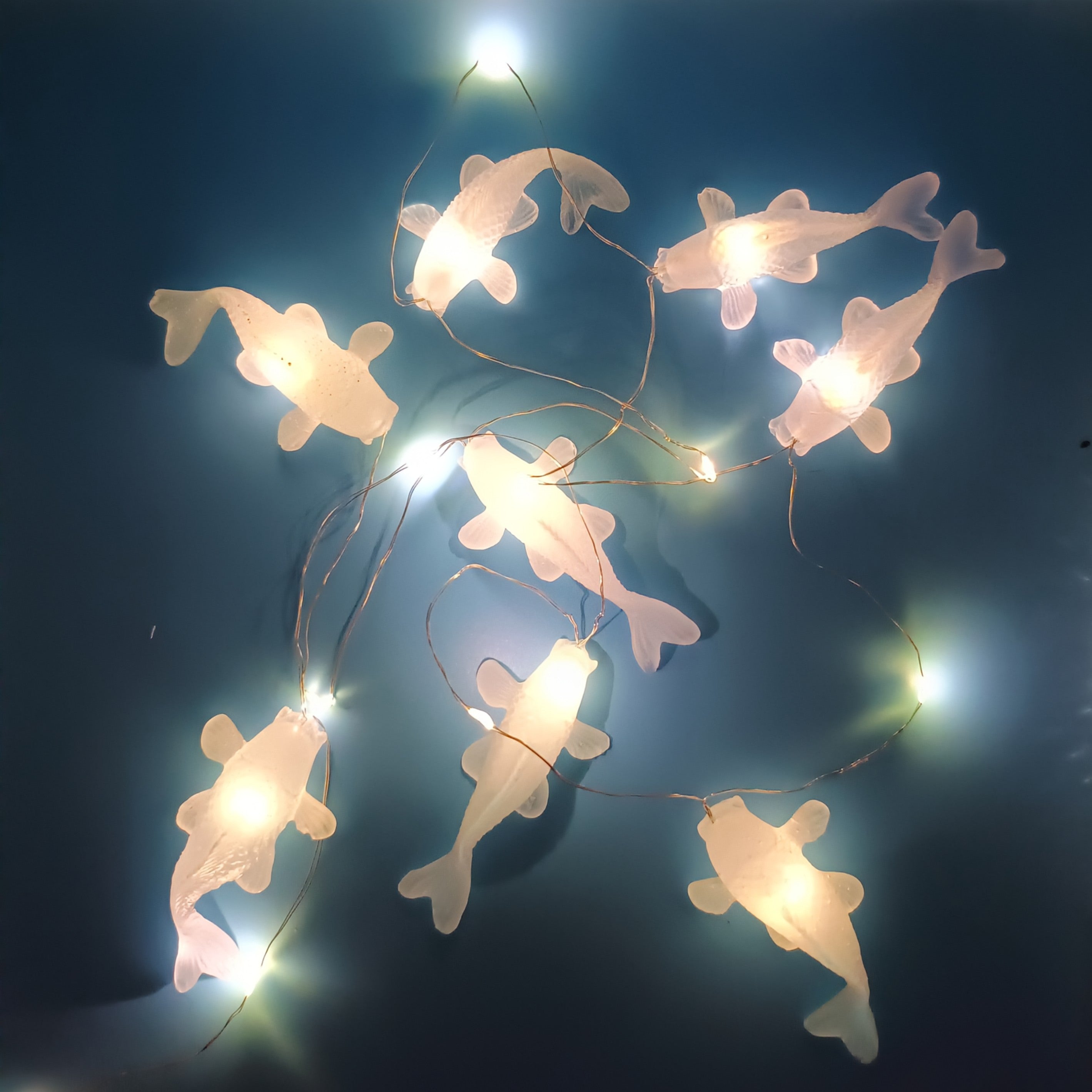 White, Glow In The Dark Koi fish LED String Light