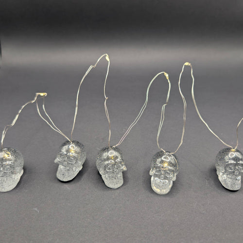 Black Glitter Skull LED String Lights