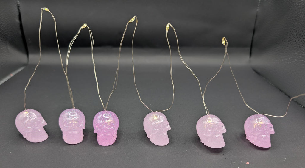 Pink Glitter Skull LED String Lights