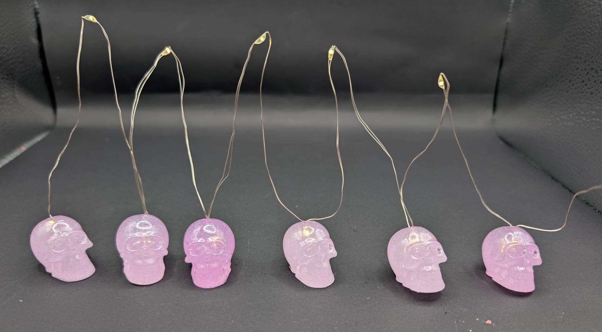 Pink Glitter Skull LED String Lights